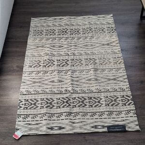 French Connection Black and Cream Accent Rug